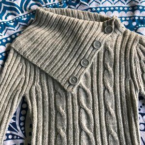 Grey cowl neck buttoned sweater
